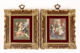 Pair of Small Rococo Style Figural Paintings