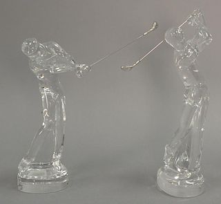 Two Baccarat crystal golfer figures with original boxes. ht. 7in. & 8in.
