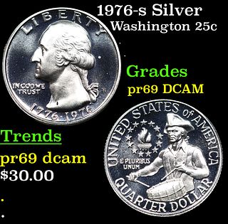 Proof 1976-s Silver Washington Quarter 25c Grades GEM++ Proof Deep Cameo