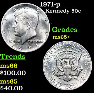 1971-p Kennedy Half Dollar 50c Grades GEM+ Unc
