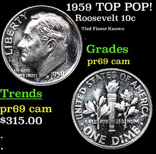 Proof 1959 Roosevelt Dime TOP POP! 10c Graded pr69 cam BY SEGS