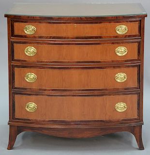 Weiman Federal style bow front mahogany inlaid chest with four drawers and bowed front. ht. 36in., wd. 36in., dp. 21in.