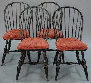 Set of four Windsor custom side chairs.
