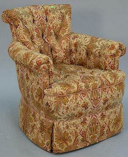 Custom paisley upholstered club chair.