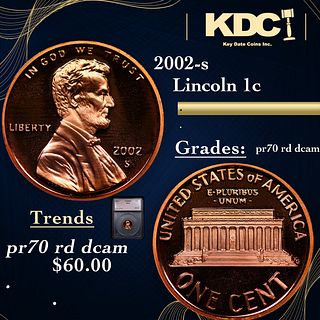 Proof 2002-s Lincoln Cent 1c Graded pr70 rd dcam BY SEGS