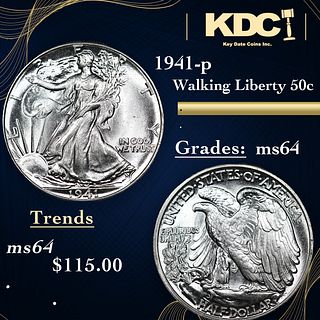1941-p Walking Liberty Half Dollar 50c Grades Choice Unc