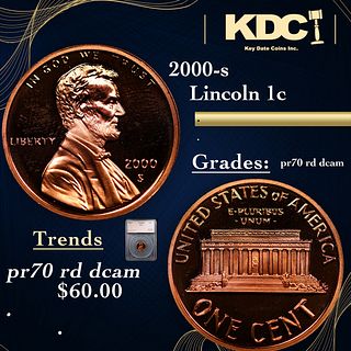 Proof 2000-s Lincoln Cent 1c Graded pr70 rd dcam BY SEGS