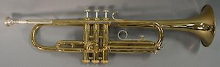 Bundy trumpet with case marked The Selmer Company, designed by Vincent Bach Bundy.