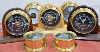 Twelve piece lot to include Chelsea Holosteric barometer and clock set, barometer marked Newport and the clock marked Boston 