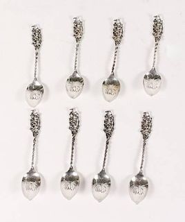 Set of 8 Whiting Sterling #39 Demitasse Spoons