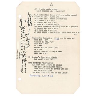 Walt Cunningham&#39;s Apollo 7 Flown Checklist Page