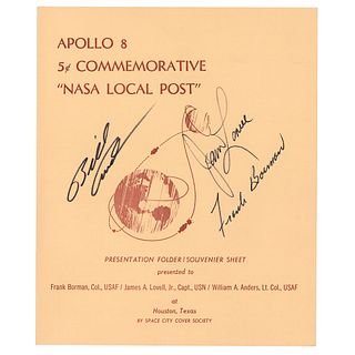 Apollo 8 Crew-Signed Stamp Presentation Folder
