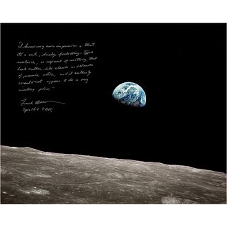 Frank Borman Signed Oversized &#39;Earthrise&#39; Photograph
