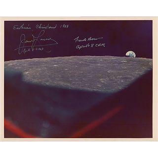 James Lovell and Frank Borman Signed &#39;Earthrise&#39; NASA Photograph