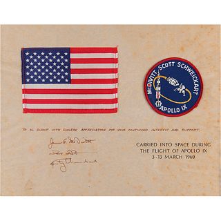 Apollo 9 Flown Flag and Patch with Crew-Signed Certificate