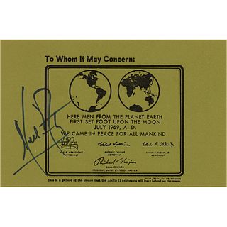 Neil Armstrong Signed Lunar Plaque Print