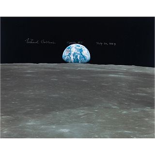Michael Collins Signed Oversized &#39;Earthrise&#39; Photograph
