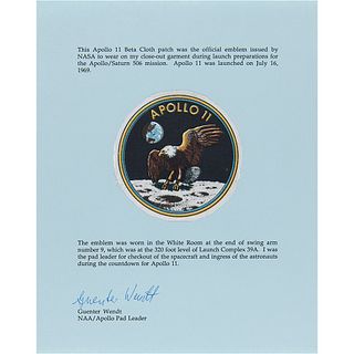 Guenter Wendt&#39;s Apollo 11 Beta Cloth Patch - Worn in the White Room