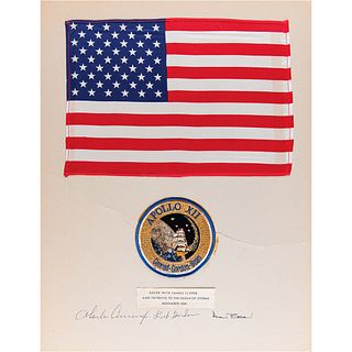 Apollo 12 Crew-Signed Lunar-Surface Flown American Flag Presentation - From the Personal Collection of Richard Gordon