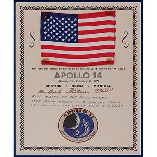Apollo 14 Flown Flag with Crew-Signed Certificate