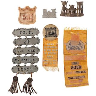 Civil War Folk Art Carved ID Tag, Badges, Ribbons, & Letter Identified to W.D. Remington, 50th New York Engineers