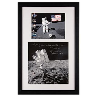 Edgar Mitchell Signed Photograph and Apollo 14 Film Swatch [Attested as Flown]