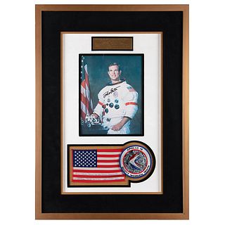 Apollo 15 Lunar Surface-Flown American Flag and Patch - From the Personal Collection of Dave Scott