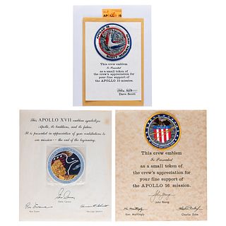 Apollo 15, 16, and 17 Embroidered Crew Patches Presented to NASA Engineer
