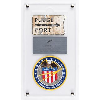Apollo 16 Flown &#39;Purge Port&#39; Hatch Label from the Command Module Casper