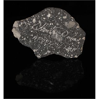 Northwest Africa (NWA) 14769 Lunar Meteorite Slice Signed by Apollo 16 Moonwalker Charlie Duke