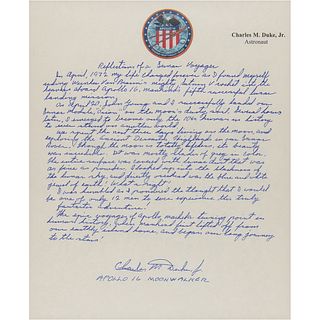 Charlie Duke Autograph Manuscript Signed - &#39;Reflections of a Lunar Voyager&#39;