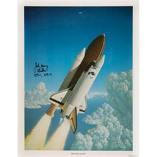 John Young Signed Poster - &#39;Morning Launch&#39;