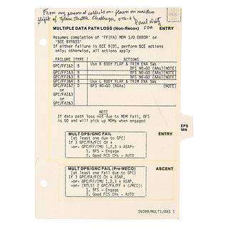STS-6 Flown Checklist Page Signed by Paul Weitz