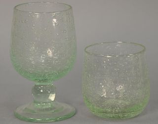 Group of twenty-five Biot French Bubble art glasses to include 15 sangria cups (ht. 3 1/2in.) and 10 balloon glass (ht. 5 3/4
