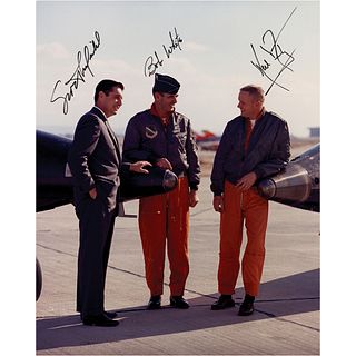 Neil Armstrong, Scott Crossfield, and Bob White Signed Photograph