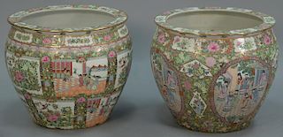 Pair of large rose famille fish bowls, 20th century. ht. 21in., dia. 22in.