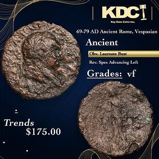 69-79 AD Ancient Rome, Vespasian Ancient Grades vf