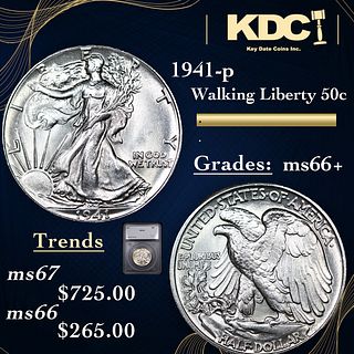1941-p Walking Liberty Half Dollar 50c Graded ms66+ By SEGS