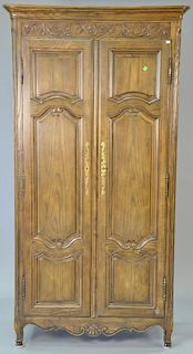 Large Baker two door armoire Louis XV style with fitted shelf and drawer interior. ht. 81in., wd. 38in., dp. 18in.