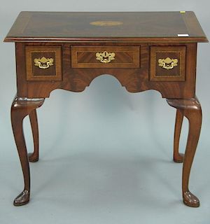 Council mahogany inlaid Queen Anne style lowboy. ht. 27in., top: 18" x 30"