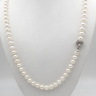 18K Gold 7mm cultured pearl necklace 