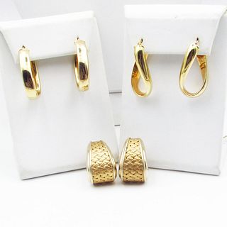 Three pairs 14K Yellow Gold Hoop Earrings