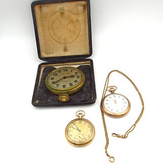 Three Pieces: 14K Waltham Pocket watch, Clock and Elgin