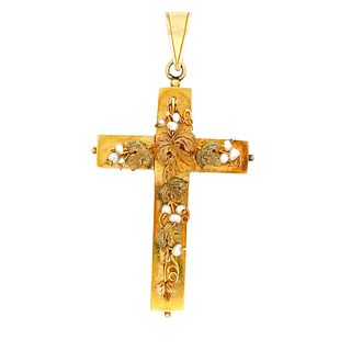 Antique Victorian 14K Gold Seed Pearl Cross Pendant