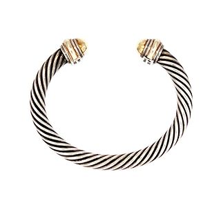 David Yurman classic cable bracelet in sterling silver and 14K gold