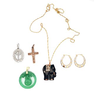Five Piece 14K, 10K Gold & Silver Pendant Necklace Jewelry lot