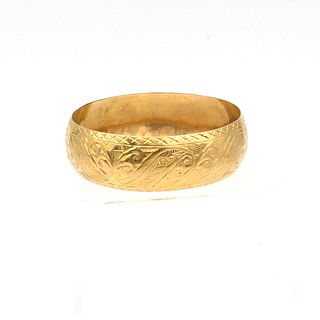 14K Gold Wide Bangle Bracelet