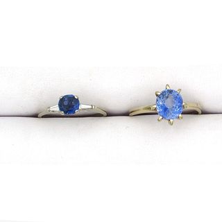 Two Vintage 14K Gold Natural Sapphire Ring