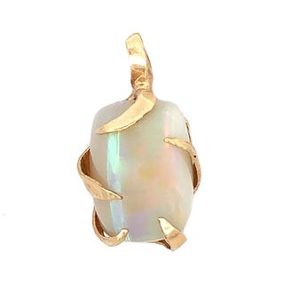 14K Gold Jelly Opal Pendant