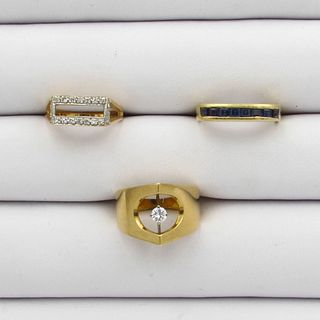 Three-piece lot 18K & 14K Gemstone Rings 